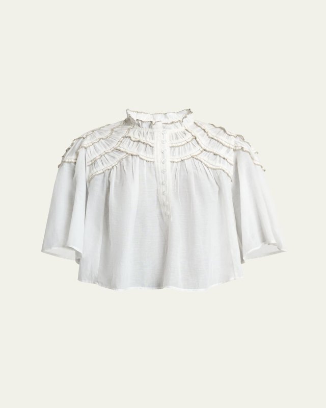 Carmen Ruffled Short-Sleeve Blouse